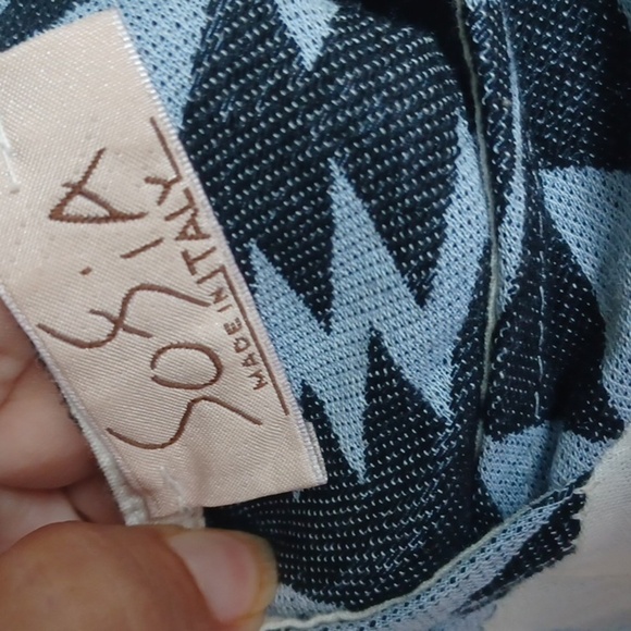 Sophia Made in Italy Chic Blue, Brown & White Midi Dress, Fits 2-8, Stretchy - Picture 8 of 9